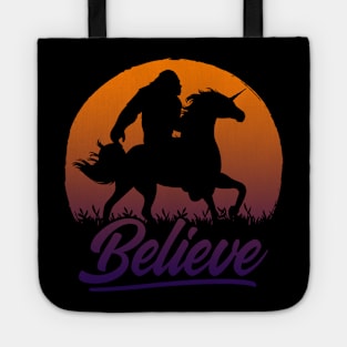 Bigfoot Riding Unicorn Vintage Sasquatch Tote