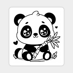 Cute Panda With A Bamboo Shoot Magnet