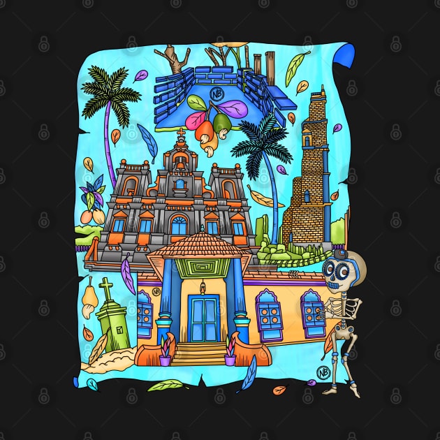 Cute Skeleton - Dia De Los Muerto - Goa Nostalgia - architecture of Goa by Scriptnbones