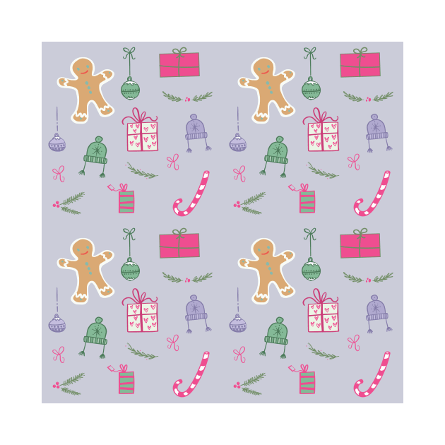 Cute Colorful Christmas Pattern (Purple) by speckled