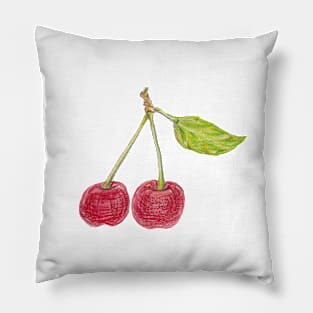 Cherries on a branch_color pencil Pillow