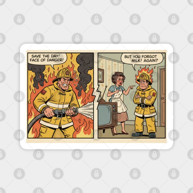 Always Fighting Fires… Just Different Ones | Funny Retro Firefighter Humor Design Magnet by  Shift Happens: Gear for the Ones Who Keep It Moving