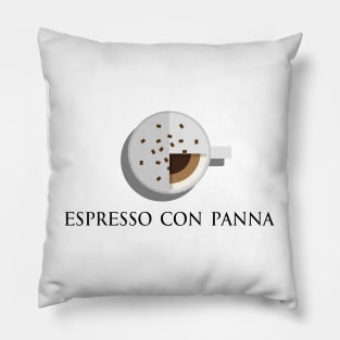 Hot espresso con panna coffee cup top view in flat design style Pillow