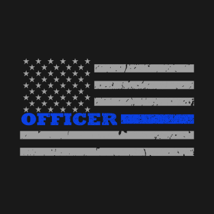 Police Officer Thin Blue Line Flag T-Shirt