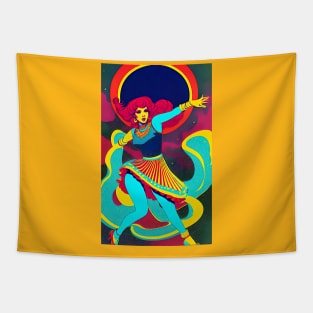 Retro 70s Woman Dancing Tapestry