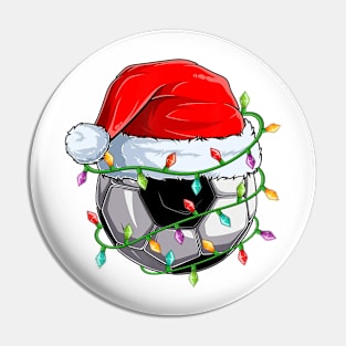 Soccer Santa Hat Snowman Christmas Lights Funny Xmas Squad Pin