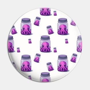 Pink Octopus in Jar Pattern Pin