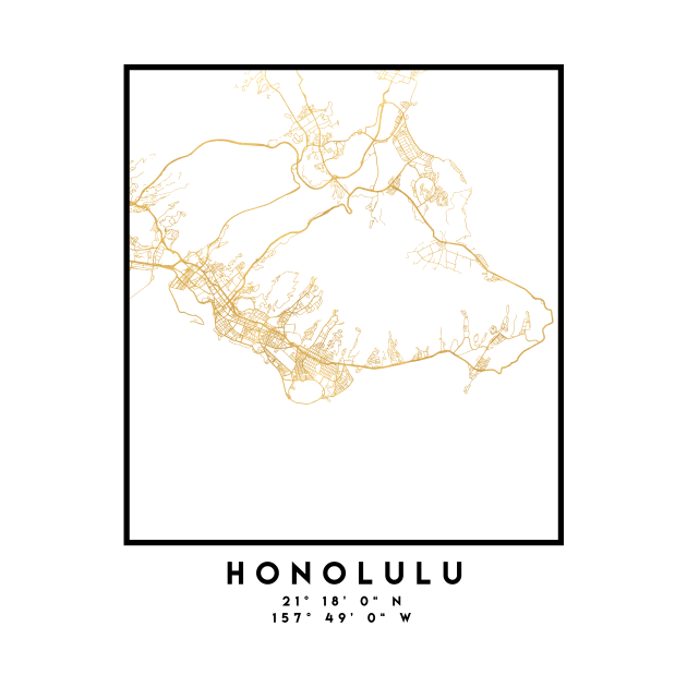 Disover HONOLULU HAWAII CITY STREET MAP ART - Honolulu - T-Shirt