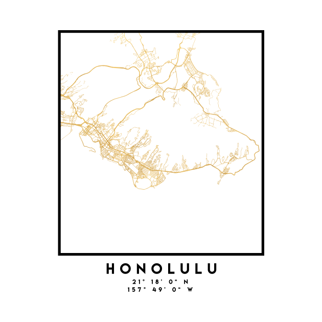 Discover HONOLULU HAWAII CITY STREET MAP ART - Honolulu - T-Shirt