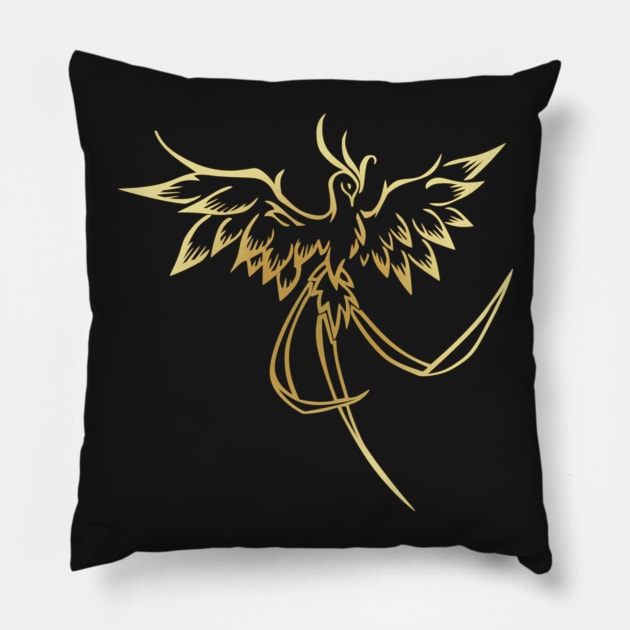 Stylish Gold Phoenix Mythical Bird Rising Born Again Pillow by twizzler3b