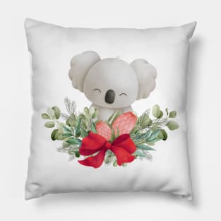 Cute Botanical Christmas Koala Pillow