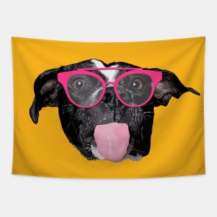 Sexy dog with pink glasses Tapestry