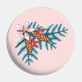 Cute Poinsettia Pinecone Branch Pin