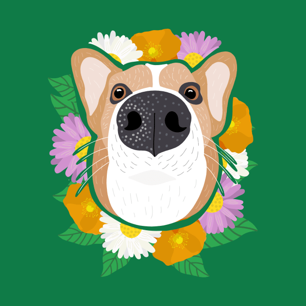 Corgi with Flowers by Alissa Carin