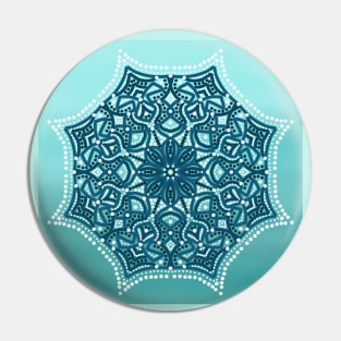 Aqua Blue Gradient Mandala Design Pin