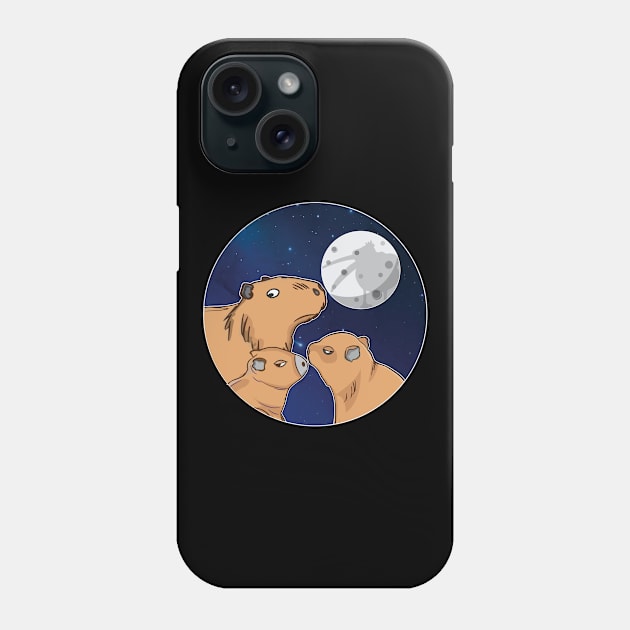 Three Capybara Moon Funny Pelican Capybara Wolf meme Phone Case by alltheprints