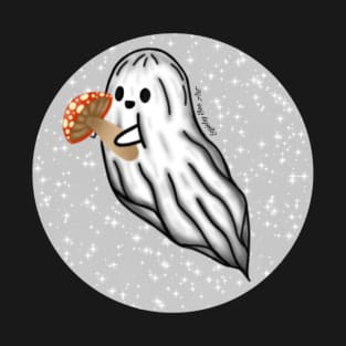 Cute Sparkly Ghost Holding A Mushroom T-Shirt