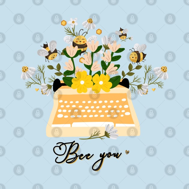 Bee You Typewriter Wildflowers by Holisticfox