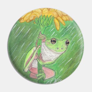 FROG IN FLOWER UNDER THE RAIN Pin
