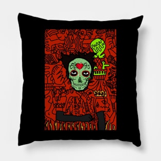 Doodle Dude - Mexican Male Character with Dark Eyes and Gray Doodle Item Pillow