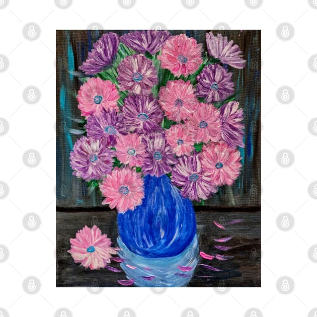 Abstract pink and purple flowers by kkartwork