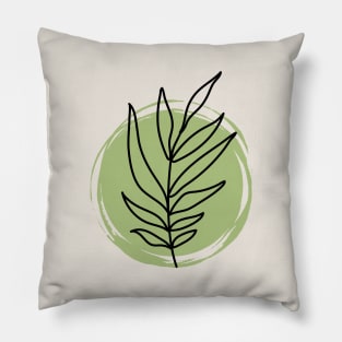 Green Plant Line Art Pillow