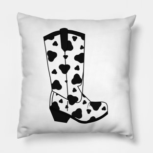 BLACK Cow Spots Cowboy Boot Pillow