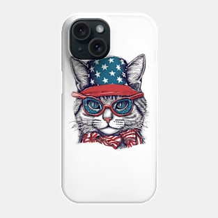 Patriotic Cat, 4th of July Cat Design Phone Case