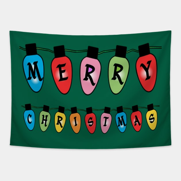 Merry Christmas Lights Tapestry by fishing for men