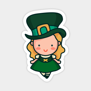 Kawaii Cute Irish Leprechaun Girl Cartoon Magnet