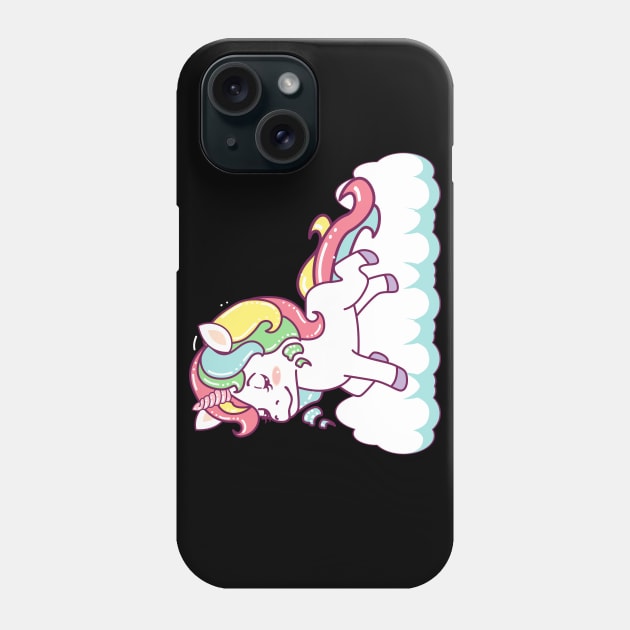 happy unicorn galloping on a cloud Phone Case by Johnny_Sk3tch