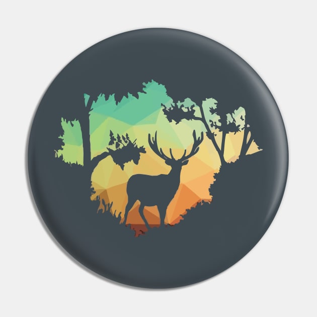 Watching Deer Silhouette in Nature Pin by parazitgoodz
