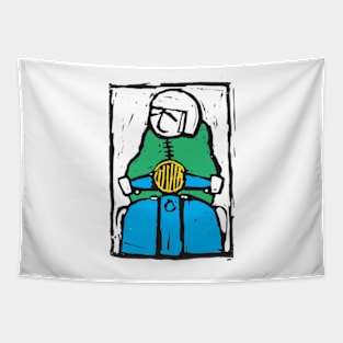 Classic Retro, Vintage,  Scooter, Scooterist, Scootering, Scooter Rider, Mod Art Tapestry