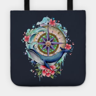 Nautical Blue Whale Design by Lorna Laine Tote