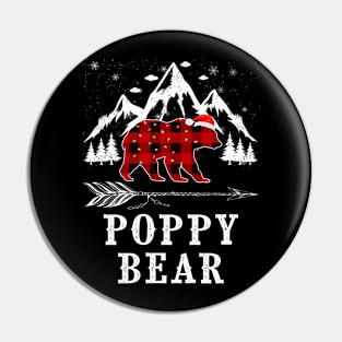 Poppy Bear Christmas Red Plaid Buffalo Family Pajama Funny Pin