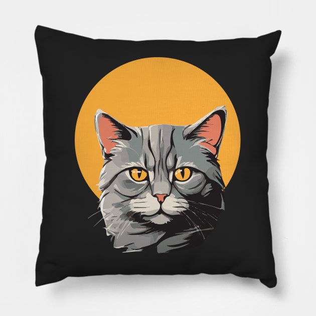 Cat and Moon Pillow by Wahyuwm48