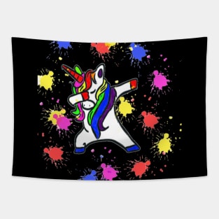 Dabbing unicorn gift shirt Tapestry