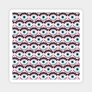 Cute Eyes Pattern on Pink Background Magnet