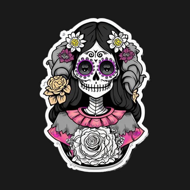 Anime Elegance: La Catrina of the Dead Tee by pavelrmata