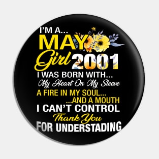 Womens I_m A May Girl 2001 T Shirt Women 18th Birthday Gift Shirt Pin