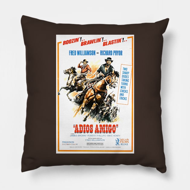 Vintage Western Movie Poster - Adios Amigo Pillow by Starbase79