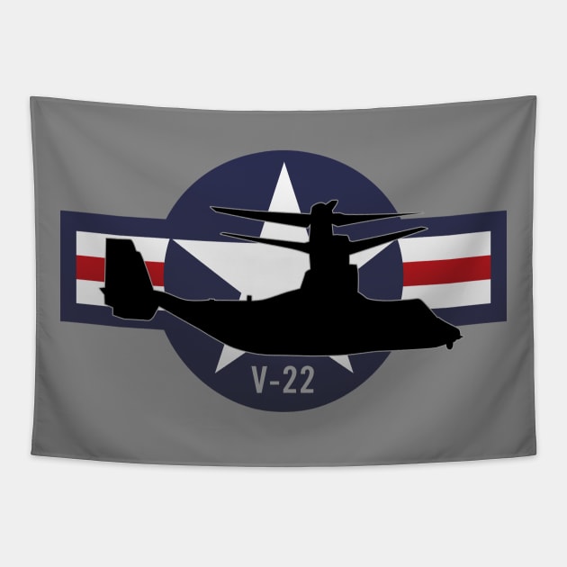 V-22 Osprey Military Airplane Tapestry by hobrath