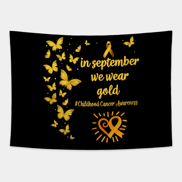 In September We Wear Yellow Childhood Cancer Awareness Support Tapestry by everetto