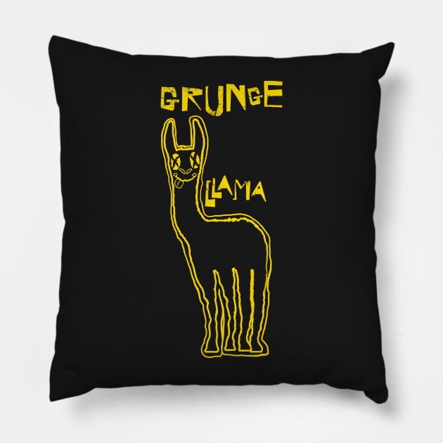 Grunge Llama Smiling Face Pillow by pelagio