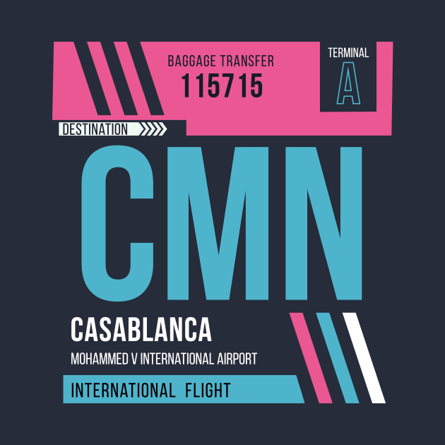 Casablanca (CMN) Airport Code Baggage Tag by SLAG_Creative