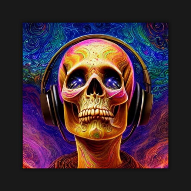 Design Skull Listening To Music by Skull Listening To Music