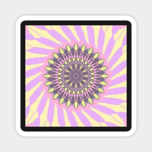 Mandala in grey, yellow and pink Magnet