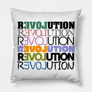 Revolution word pun wordplay typography themed colorfull design Pillow