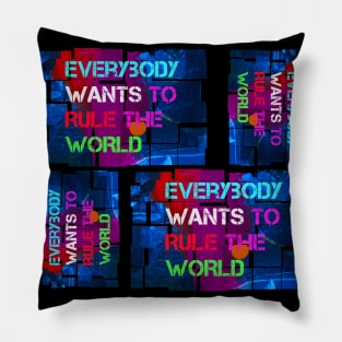 Everybody Wants to Rule the World - funky black and blue print Pillow