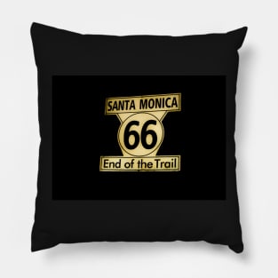 Route 66 End of the Trail at Santa Monica Pier, California, USA Pillow